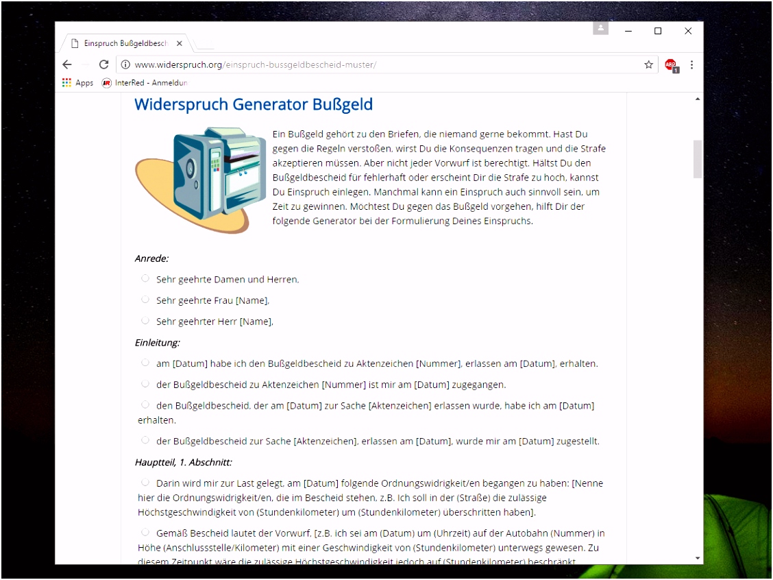 Einspruch Bußgeldbescheid Vorlage Widerspruchsgenerator Download