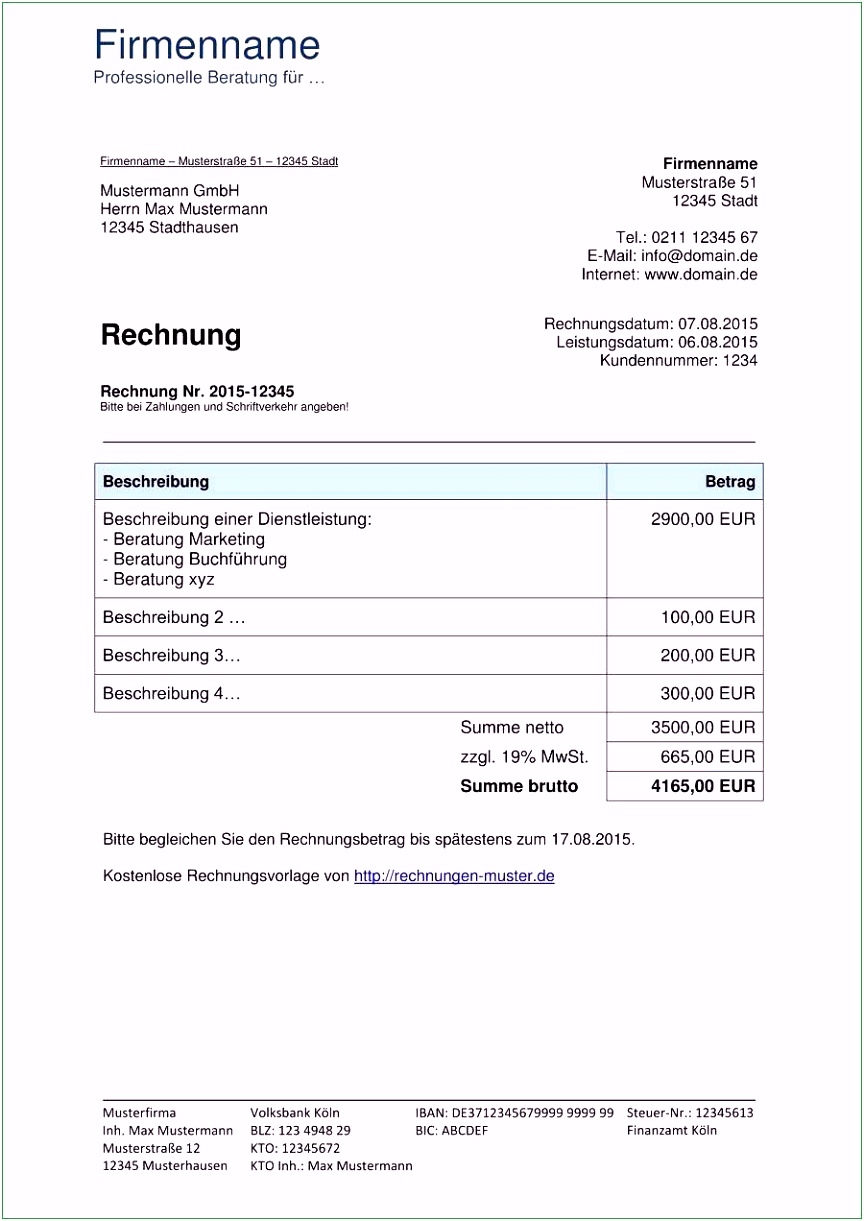 19 Selten Rechnungen Vorlage Sie Jetzt Versuchen Müssen