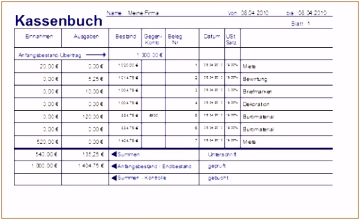15 excel vorlagen kassenbuch