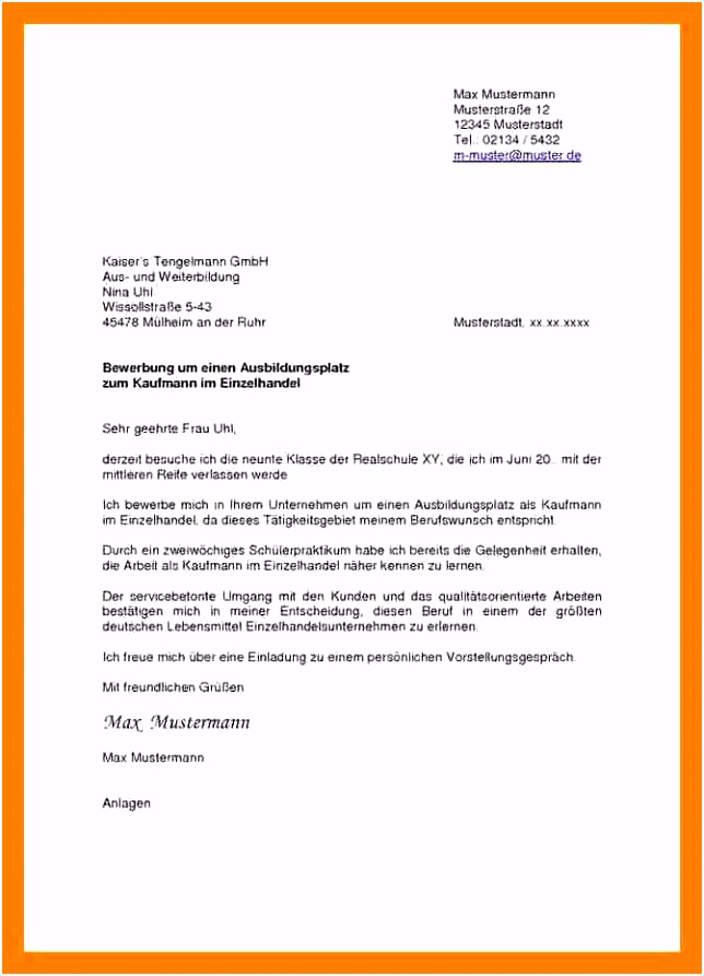 15 einzelhandel bewerbung muster