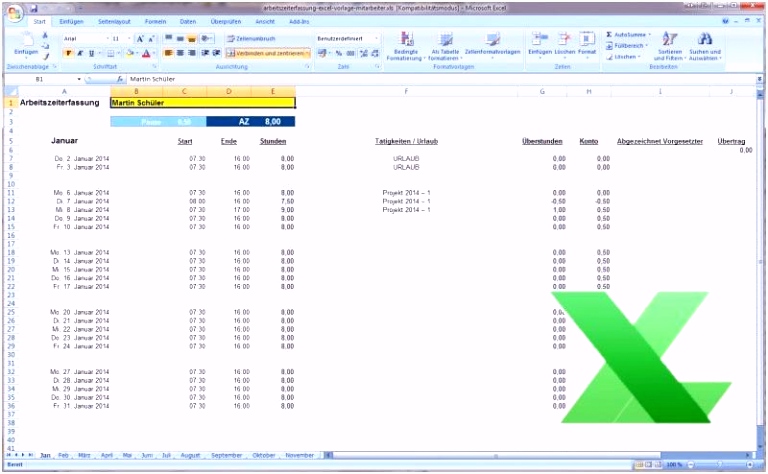 15 arbeitszeitnachweis excel