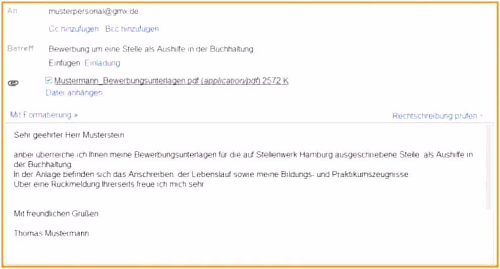 Muster line Bewerbung