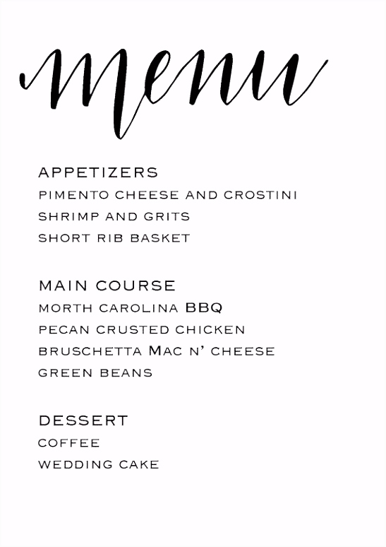 Wedding Reception Menu Template By Buffet – reagano