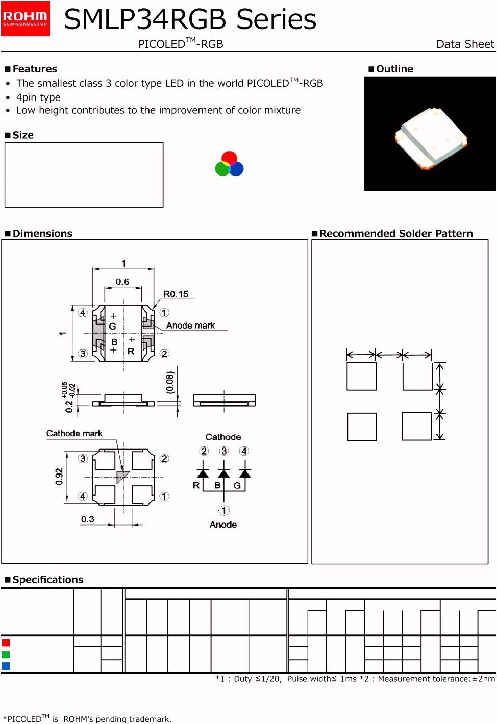 SMLP34RGB Series Datasheet Rohm Semiconductor