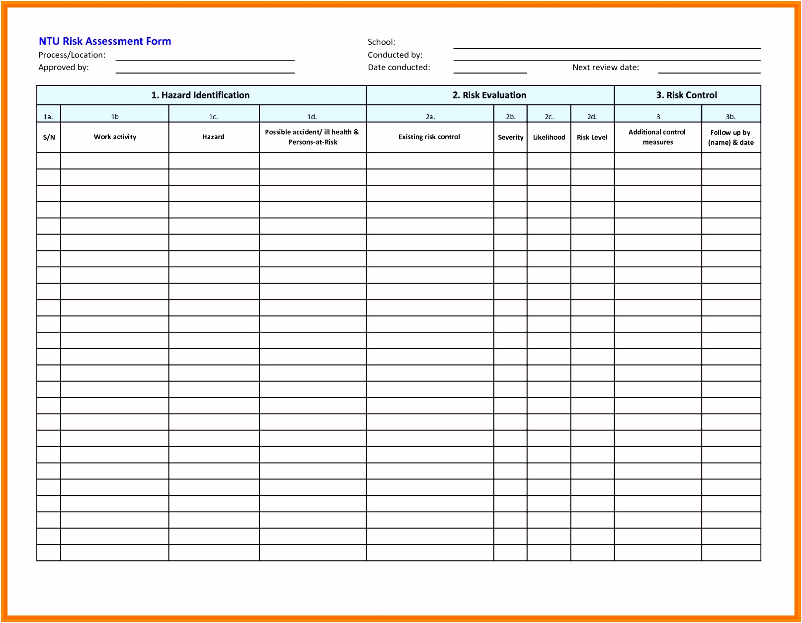Risk assessment Template Excel