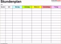 6 Stundenplan Vorlage Excel