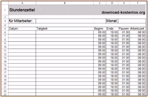 150 Einzigartig Zeiterfassung Excel Kostenlos 2019