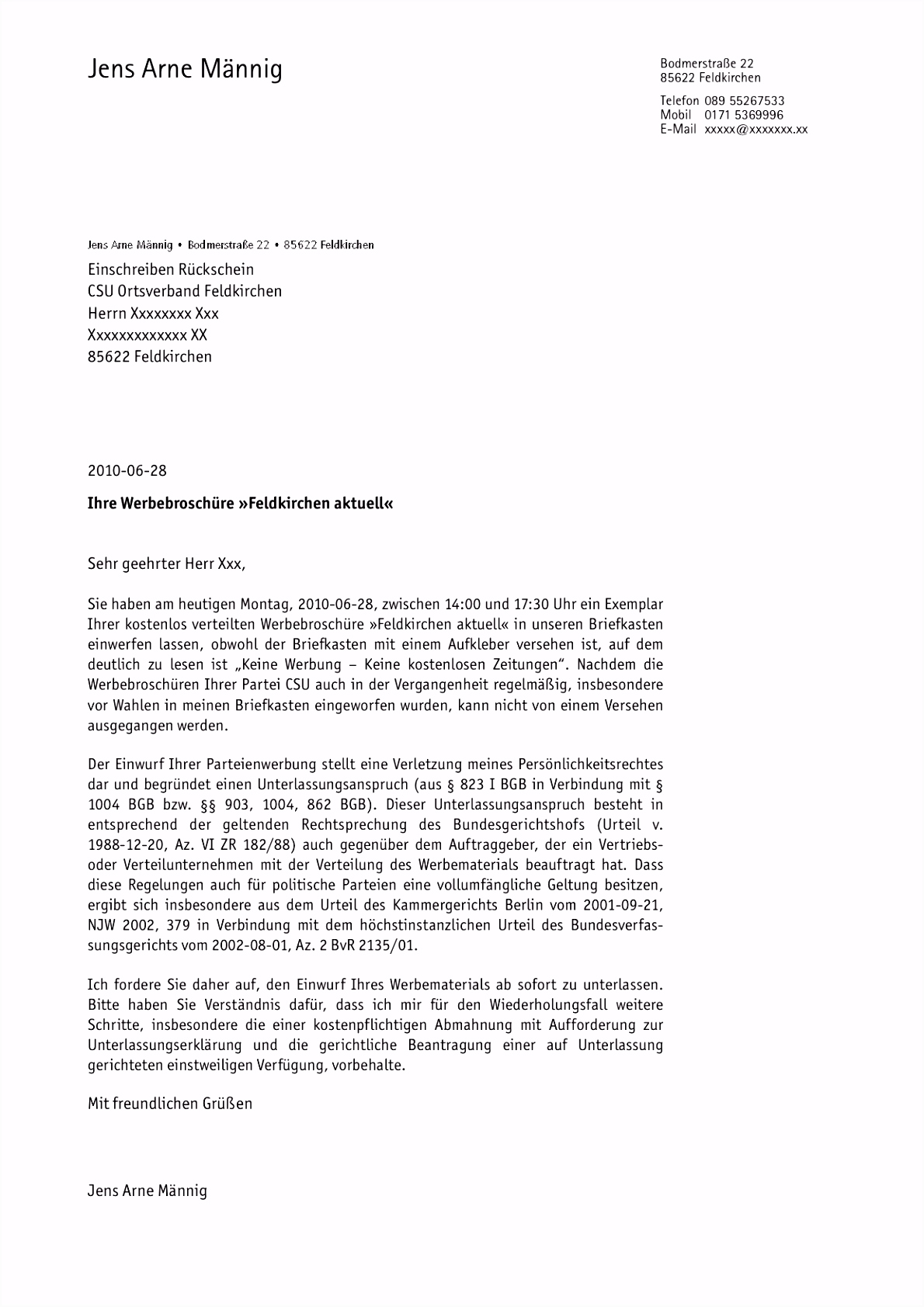 16 deutsche brief muster