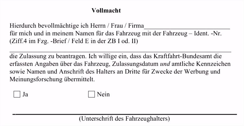 30 Best Vollmacht Auto Ummelden Vorlage Foto
