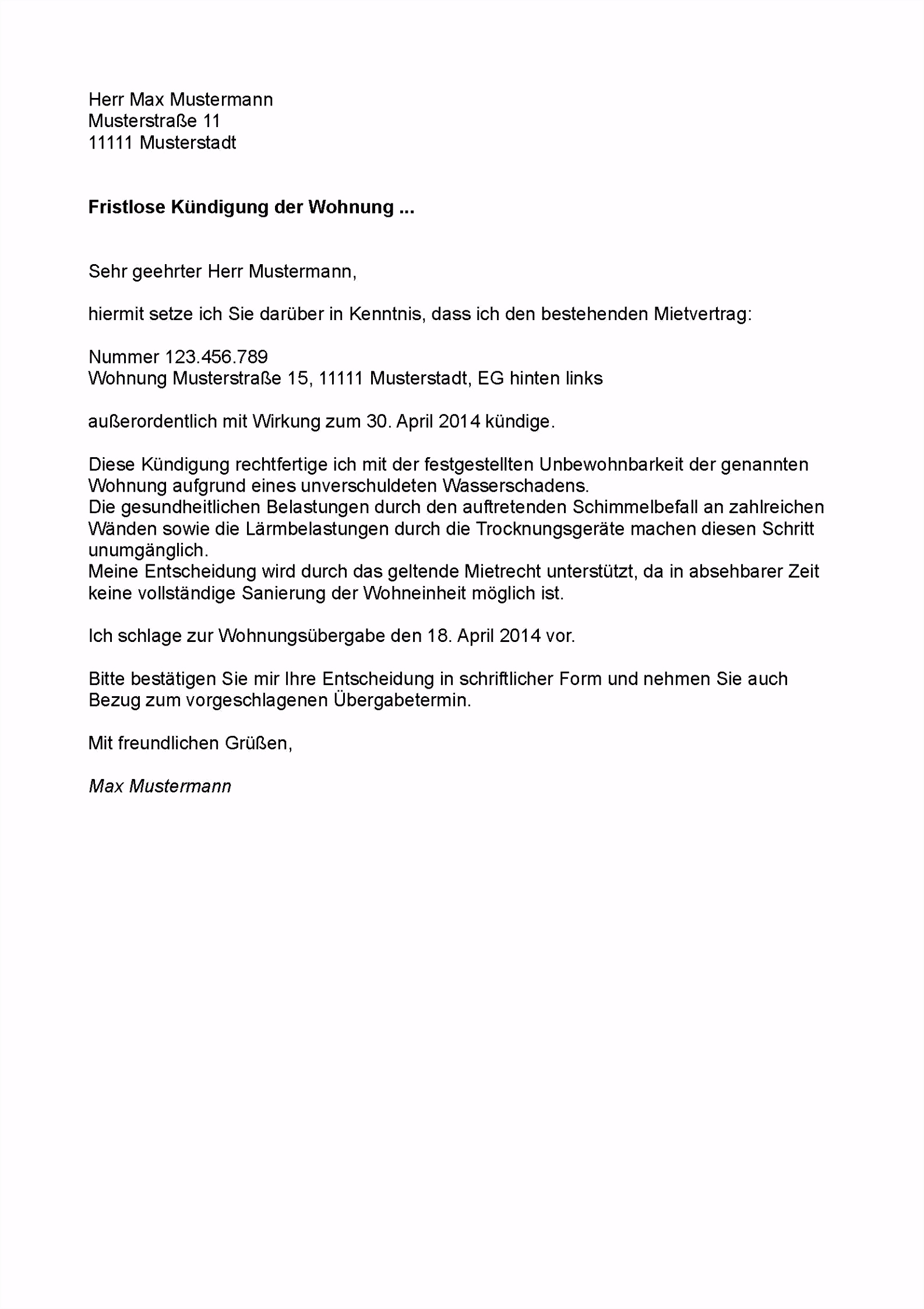16 mietvertrag einfach vorlage