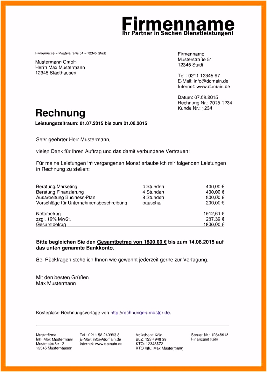 15 vorlage rechnung freiberufler