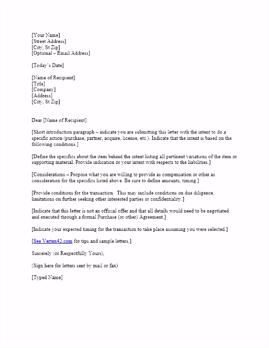 Free Letter of Intent Template