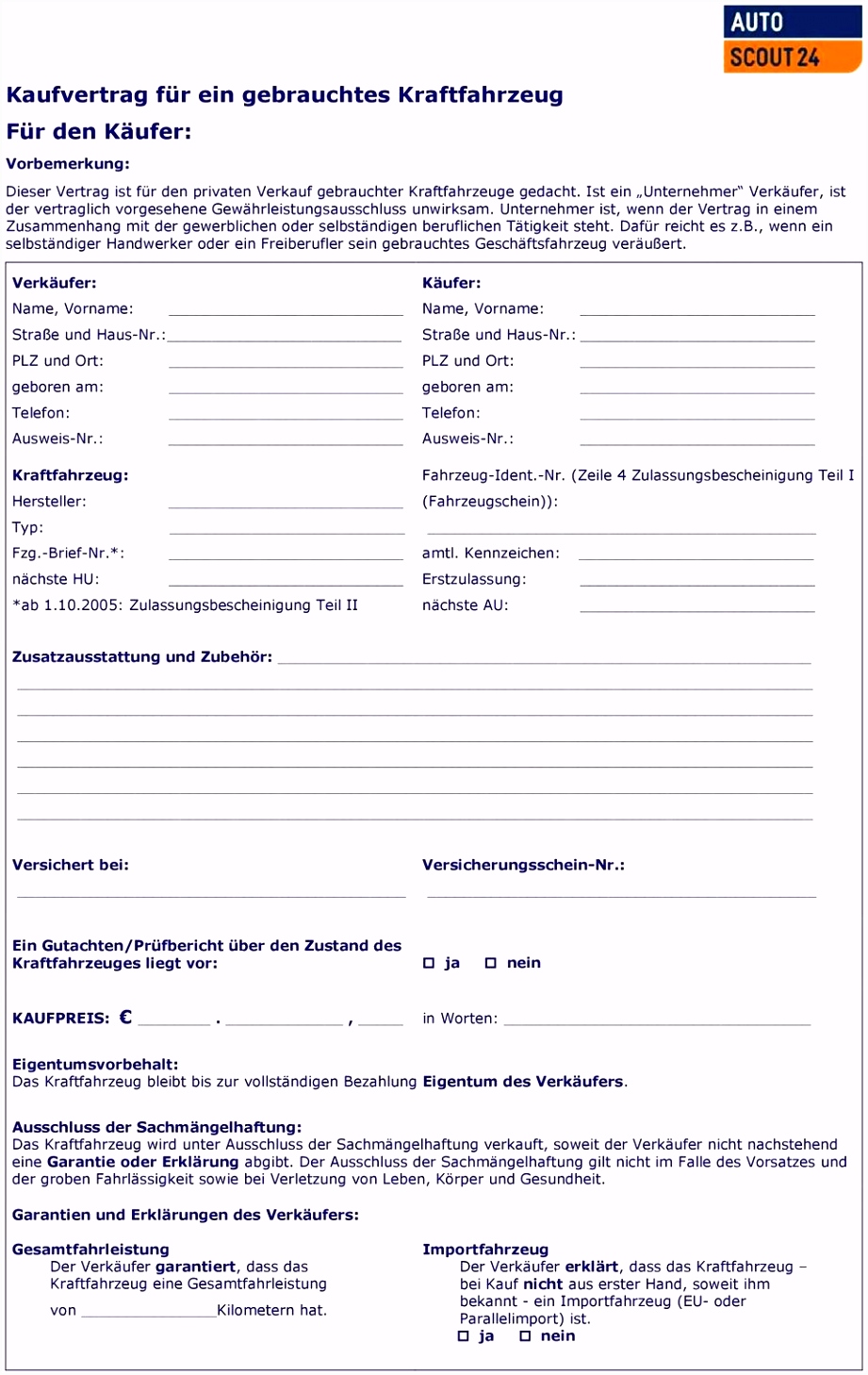 15 auto verkaufen vorlage
