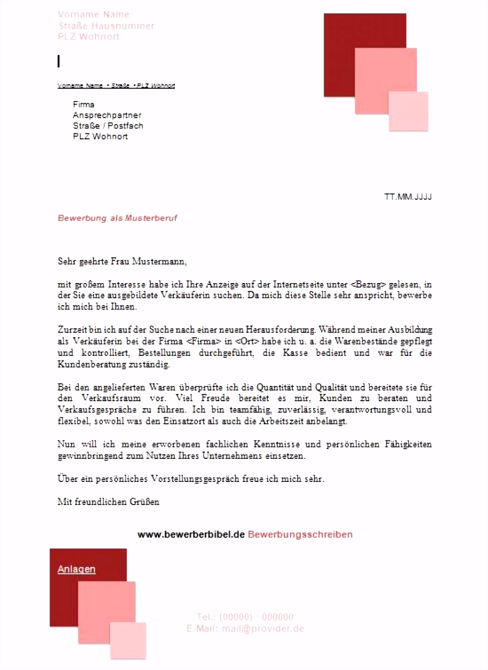 18 praktikums bewerbung vorlage