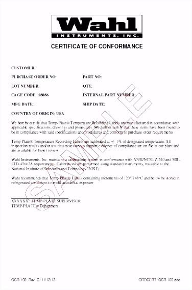 Certificate Conformity Template Certificate Conformity Form Ce