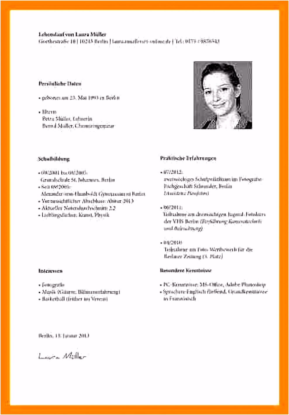 17 muster lebenslauf student