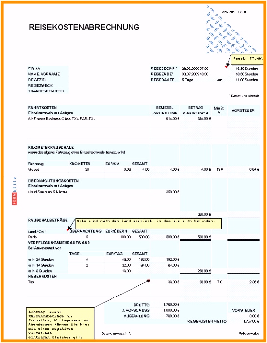 Reisekostenabrechnung Vorlage New Spesenabrechnung Vorlage Biokotor
