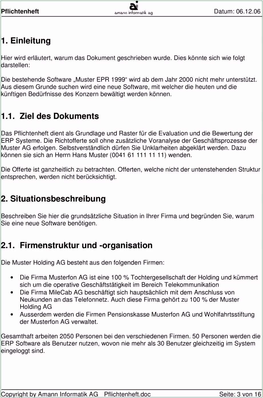 20 überraschen Vorlage Pflichtenheft Im Jahr 2019