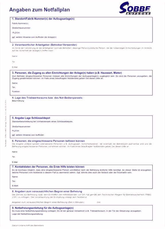 10 Vorlage für Notfallkontakte