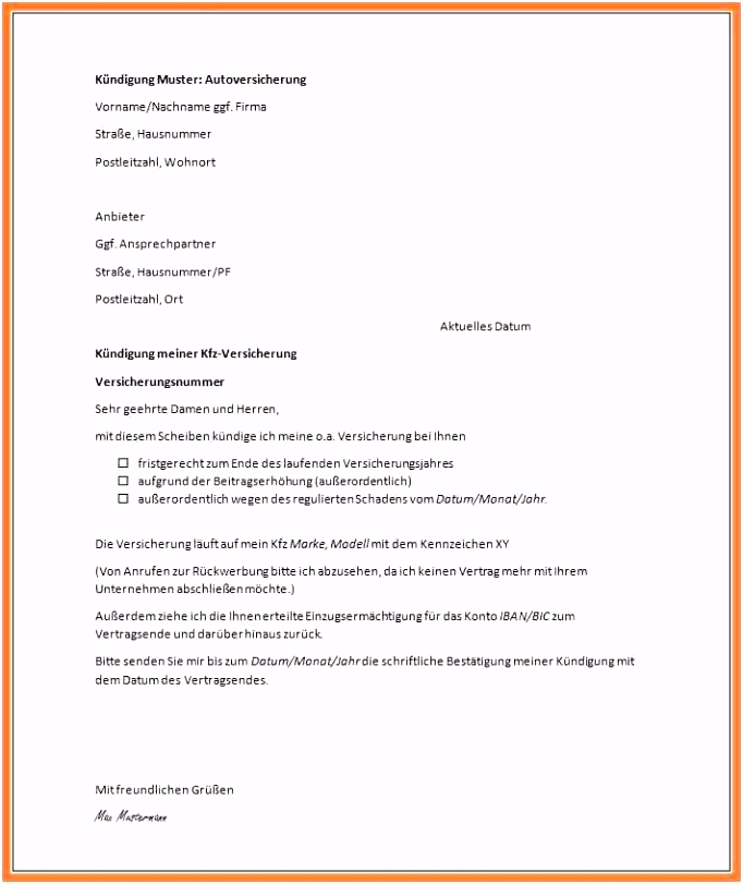 Kundigung Vorlage Word Versicherung 16 Kündigung Einer Versicherung Muster W5ig78osx3 Osfdv2udfs